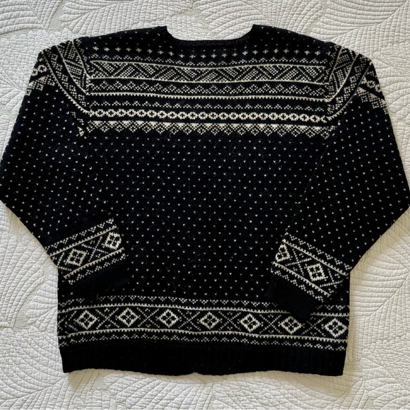 Talbots Black and White Wool Floral Cardigan- Size Petite Medium - Picture 9 of 9